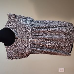 Loft green leopard print ruffle top